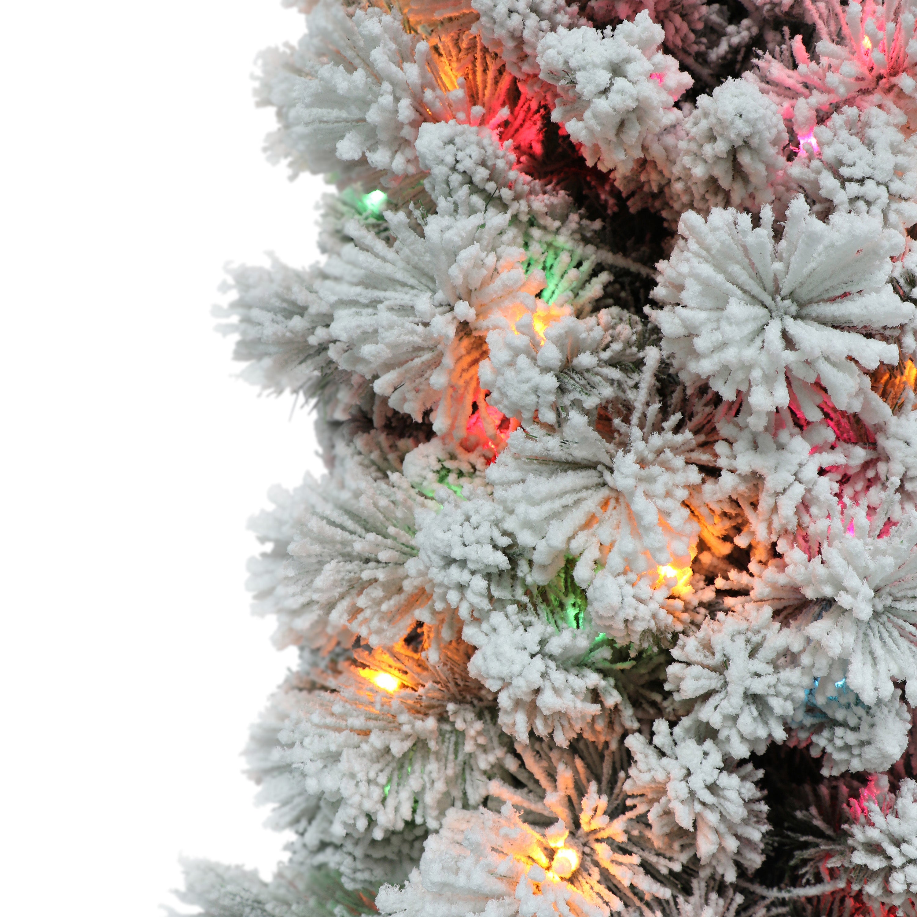 4.5ft Pre-lit Flocked Portland Pine Pencil Christmas Tree